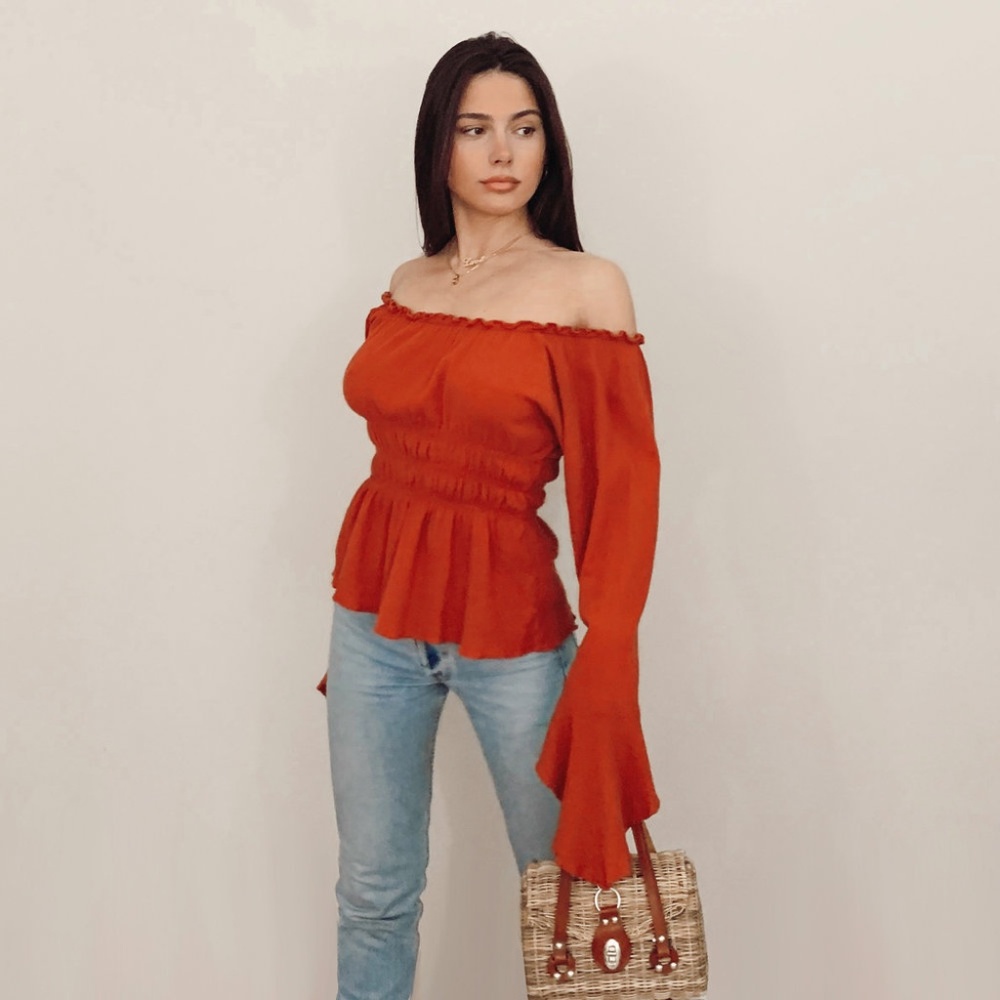 off the shoulder peasant top